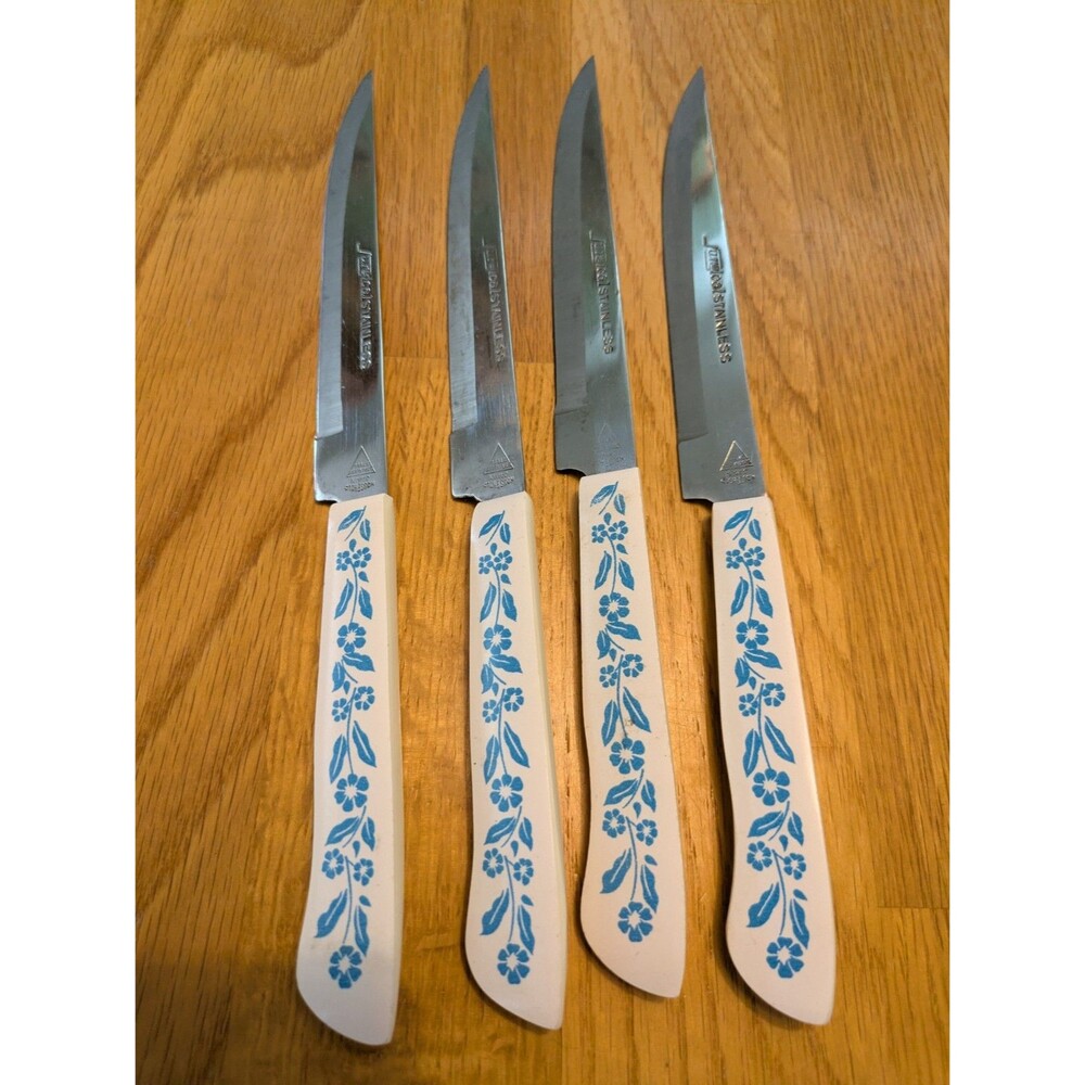 Vtg Household Japan Stainless Corning Blue Cornflower Knive Set Of 6 - Picture 3 of 9
